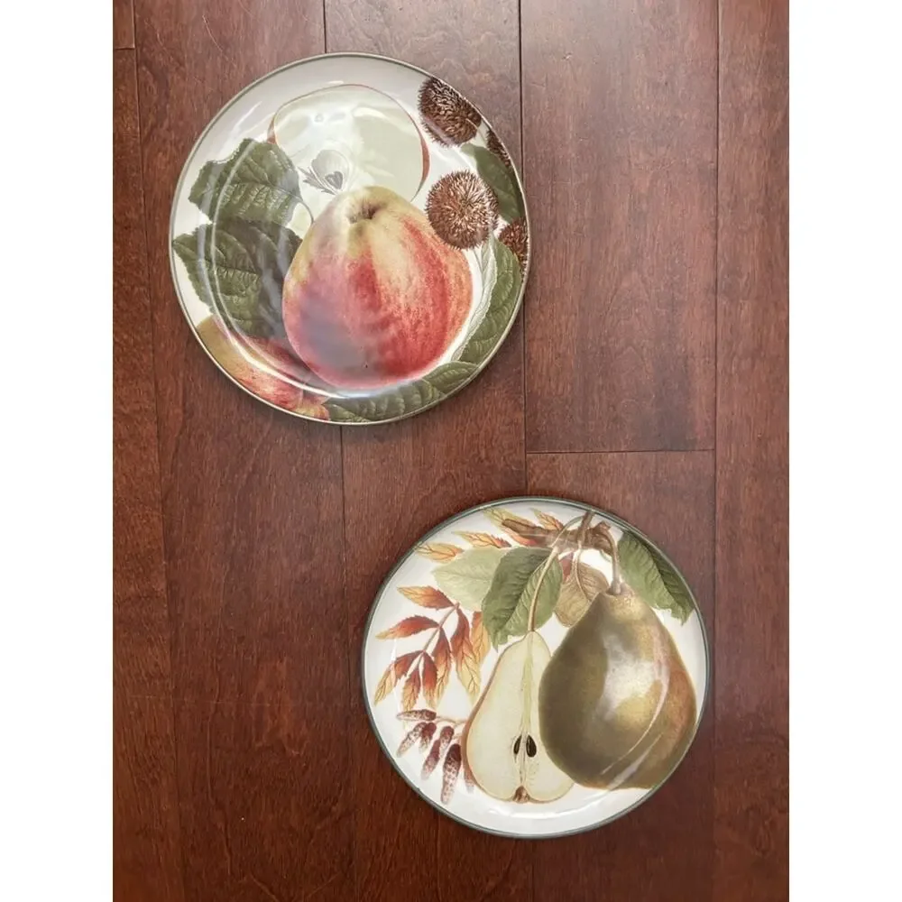 William Sonoma Harvest Fruit Ceramic Salad Plates, Cozy Home Vibes, Set of Two
